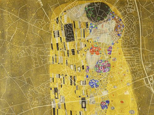 Kaart van Venray met de Kus van Gustav Klimt
