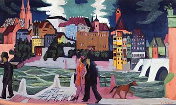 Ernst Ludwig Kirchner's View of Basel and the Rhine (1927–1928) van Studio POPPY