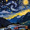 Lamborghini Sesto Elemento Sternennacht-Gemälde – Abstrakte kosmische Supercar-Kunst von MIROKKU