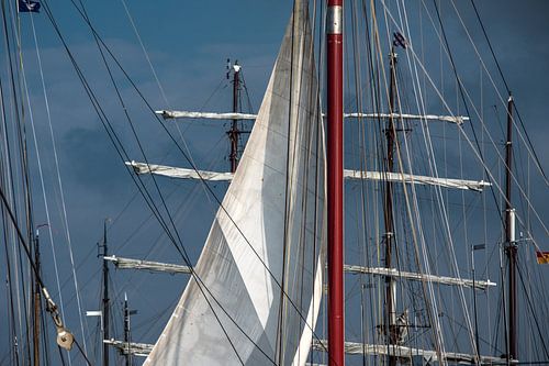 Sails and masts in the port of Harlingen