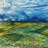 Champs de blé avec un ciel d'orage. Inspiré par Gogh. sur Ineke de Rijk