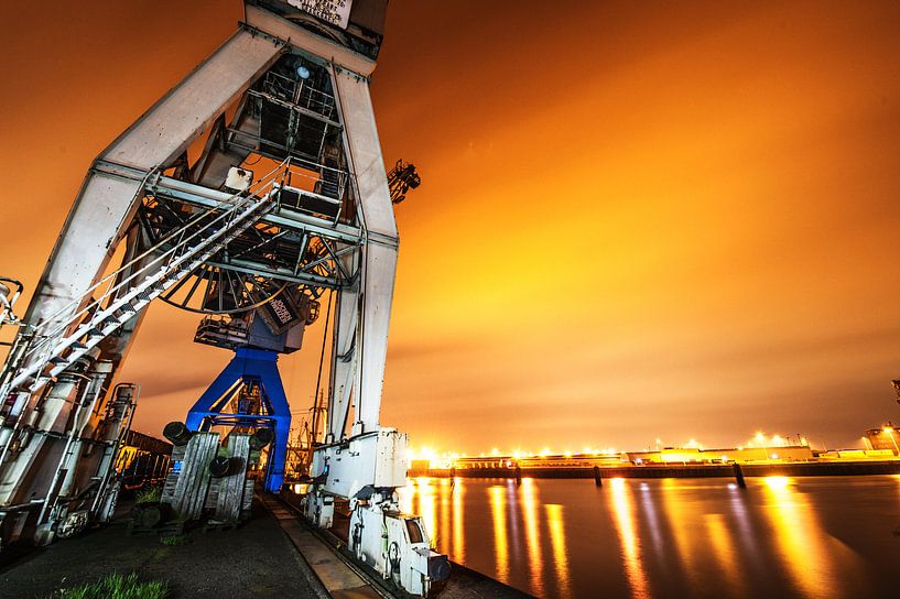 Lichtschilderen in de haven van Hamburg van Dirk Bartschat