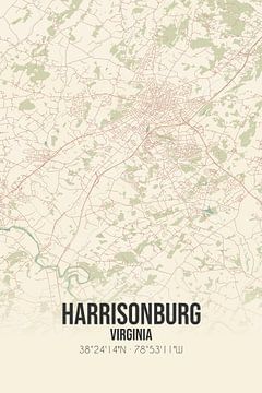 Carte ancienne de Harrisonburg (Virginie), Etats-Unis. sur Rezona