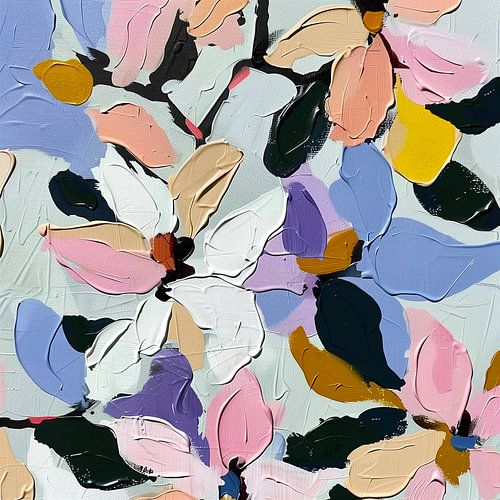 Joyeuse mer de fleurs en pastel