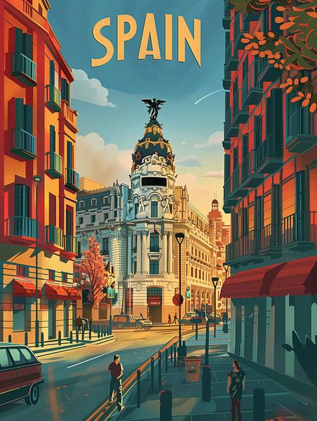 Stadsleven in Spanje: Metropolis Glow Kunstdruk van Travel Shop