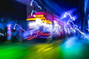 Tram in the night