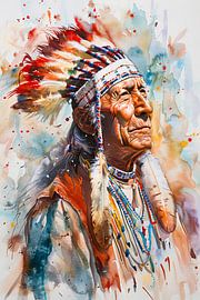 watercolour painting old indian