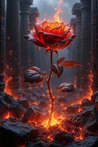 Fantasy Wall Art: IGNIVORA - A burning rose of the temple
