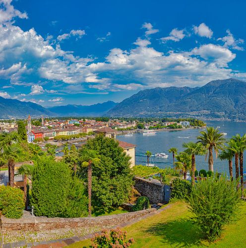 From Chiesa San Michele view of Ascona and Lake Maggiore, Ascona, Tessin Ticino, Switzerland