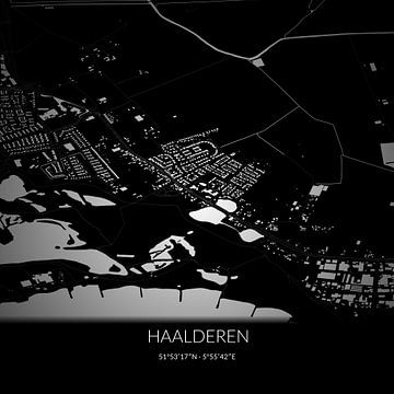 Schwarz-weiße Karte von Haalderen, Gelderland. von Rezona