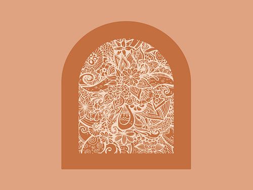 Retro-Bögen mit Blumendruck liegend 4/6