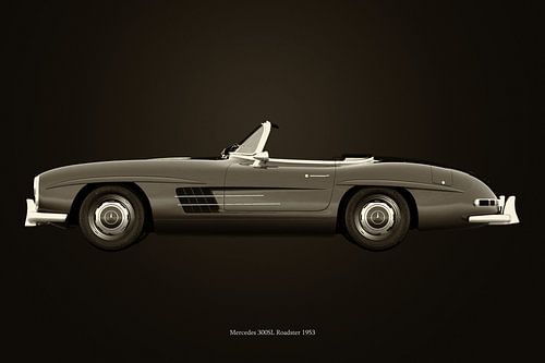 Mercedes 300SL roadster 1953 B&W