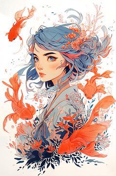 Anime illustratie, Oosterse Onderwaterwereld no.2 van Studio BB