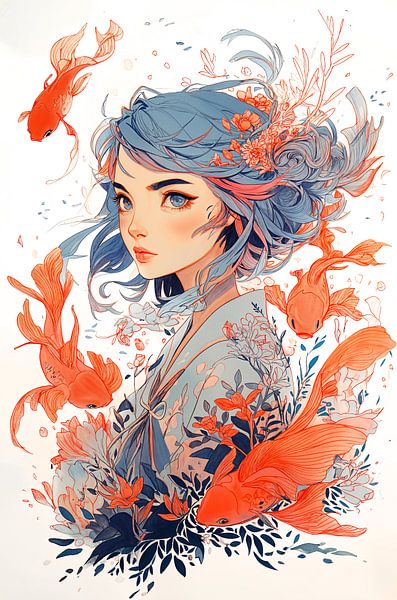 Anime illustration, Oriental Underwater World no.2 by Studio BB