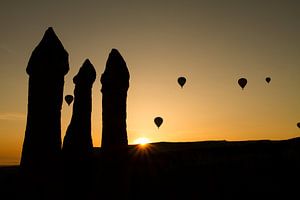 Balloons at sunrise in Cappadocia, Turkey