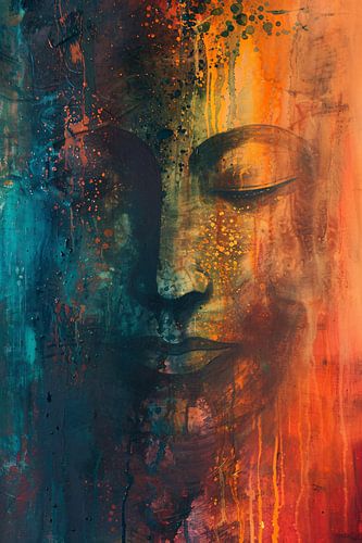 Abstracte Boeddha in levendige kleuren