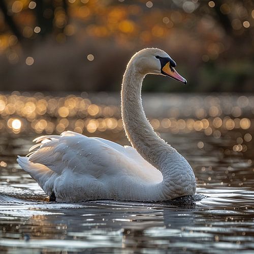 Un cygne gracieux glissant sur une surface d'eau miroitante