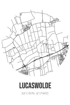 Lucaswolde (Groningen) | Karte | Schwarz und Weiß von Rezona