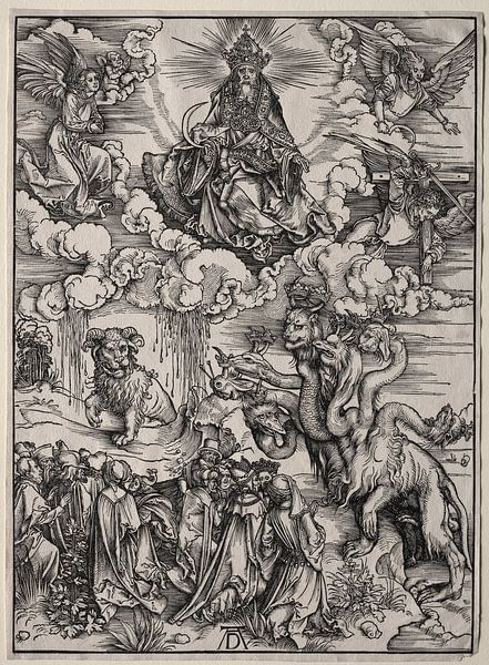 Das Tier mit den sieben Köpfen und das Tier mit den Hörnern der Lämmer, Albrecht Dürer von De Canon