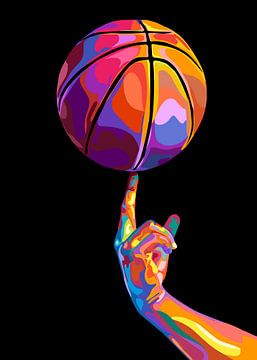 basketbal en hand pop-art