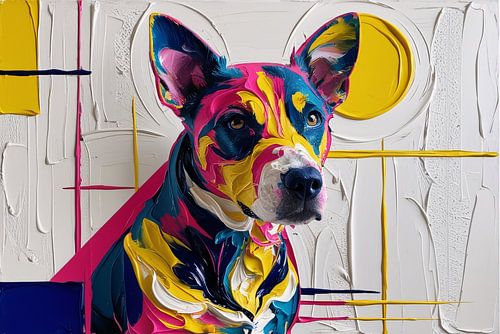 Portrait abstrait et coloré d'un chien