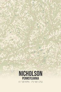 Vintage landkaart van Nicholson (Pennsylvania), USA. van Rezona