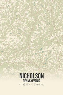 Alte Karte von Nicholson (Pennsylvania), USA. von Rezona