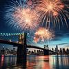 La magie des lumières sur l'East River : le Nouvel An sur le pont de Brooklyn sur Peter Balan