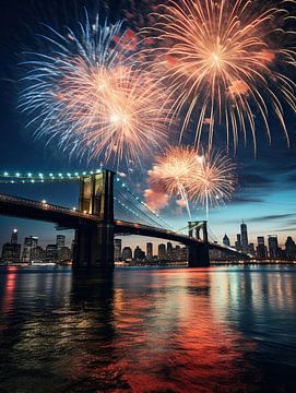 Lichterzauber am East River: Silvester an der Brooklyn Bridge von Peter Balan
