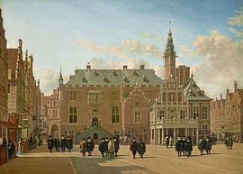 Der Marktplatz in Haarlem mit Blick auf das Rathaus, Gerrit Adriaensz. Berckheyde