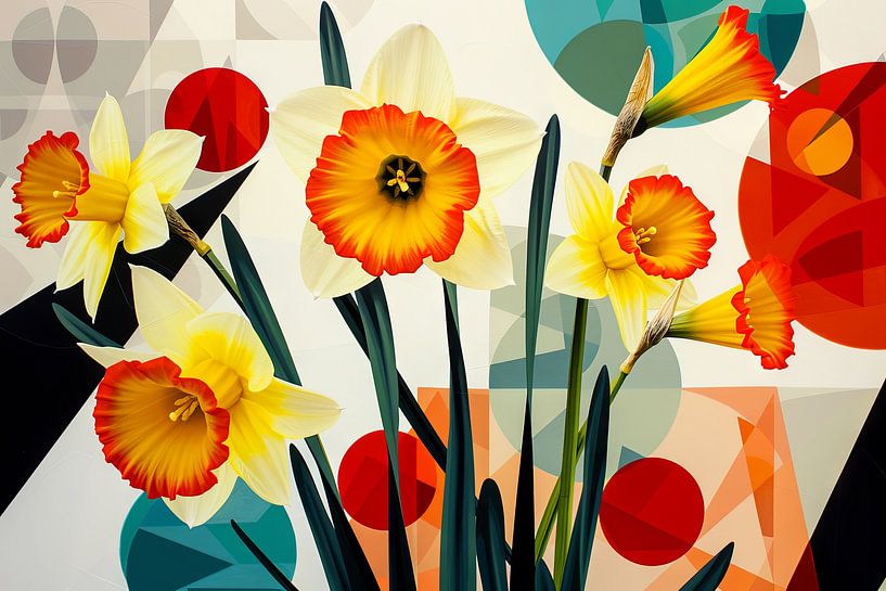 Narcissen - Helder narcissen-kunstwerk van Poster Art Shop