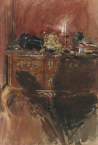 Giovanni Boldini - Gezicht op een interieur met een Louis XV ladekast