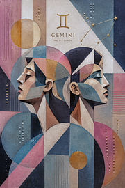 Gemini-Sternzeichen-Kunstgemälde – Die Zwillinge der Astrologie