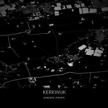 Zwart-witte landkaart van Kerkwijk, Gelderland. van Rezona