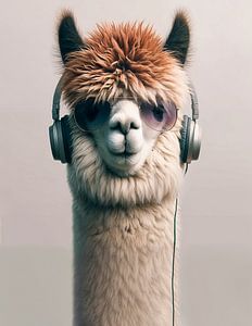 Alpaka lauscht der Musik