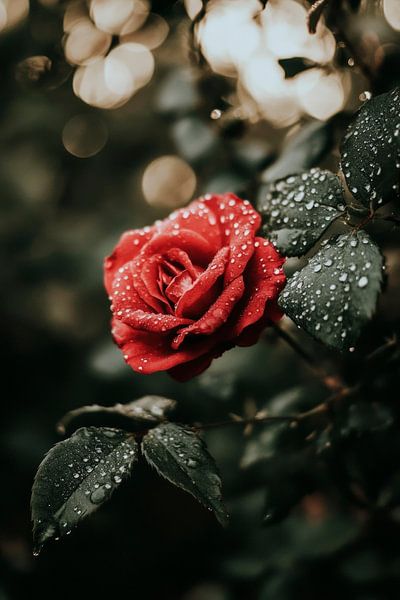 Gouttes de pluie sur rose par Poster Art Shop