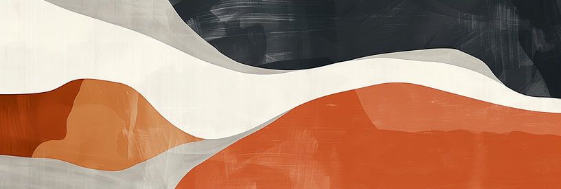 Retro vintage simpele abstracte digitale kunst panorama van Digitale Schilderijen