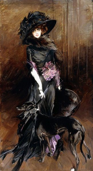 Portrait der Marchesa Luisa Casati mit einem Windhund, Giovanni Boldini von Meesterlijcke Meesters