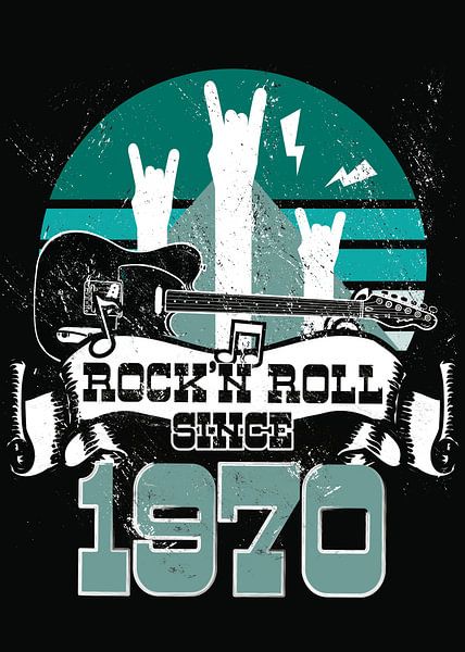 Rock N Roll Since 1970 Father's Day Gift for Dads by Millennial Prints