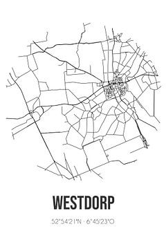 Westdorp (Drenthe) | Carte | Noir et blanc sur Rezona