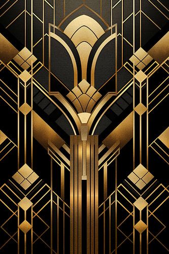 Gold-Schwarzes Art-Déco-Motiv