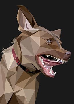 Donkerbruine hond boos Low Poly van Yoga Art 15