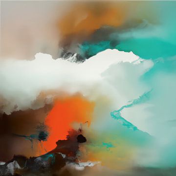 Abstract landschap "mountains and clouds" van Studio Allee