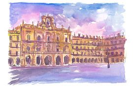 Salamanque Plaza Mayor Début de soirée en Castille et Léon