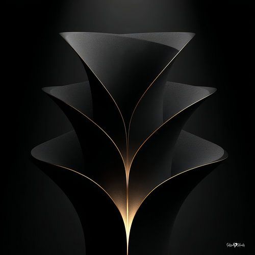 abstract zwart met zacht goud van Gelissen Artworks