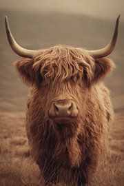 Portrait rustique d'un Highlander écossais dans un paysage brumeux sur Eva Lee