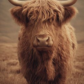 Portrait rustique d'un Highlander écossais dans un paysage brumeux sur Eva Lee