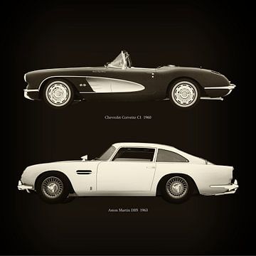 Chevrolet Corvette C1 1960 en Aston Martin DB5 1963