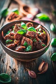 Salade de viande savoureuse aux herbes sur Poster Art Shop