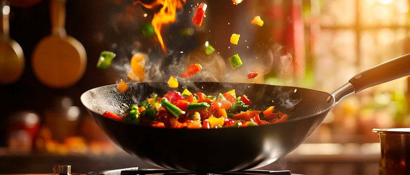 Poêlée de légumes vivante au wok - Délicieux par Poster Art Shop
